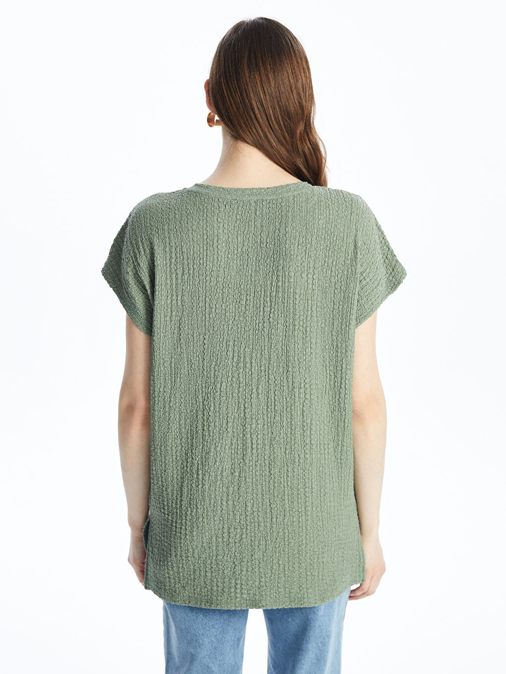 Crew Neck Straight Short Sleeve Oversize Women's T-Shirt -S4IN10Z8-GC8