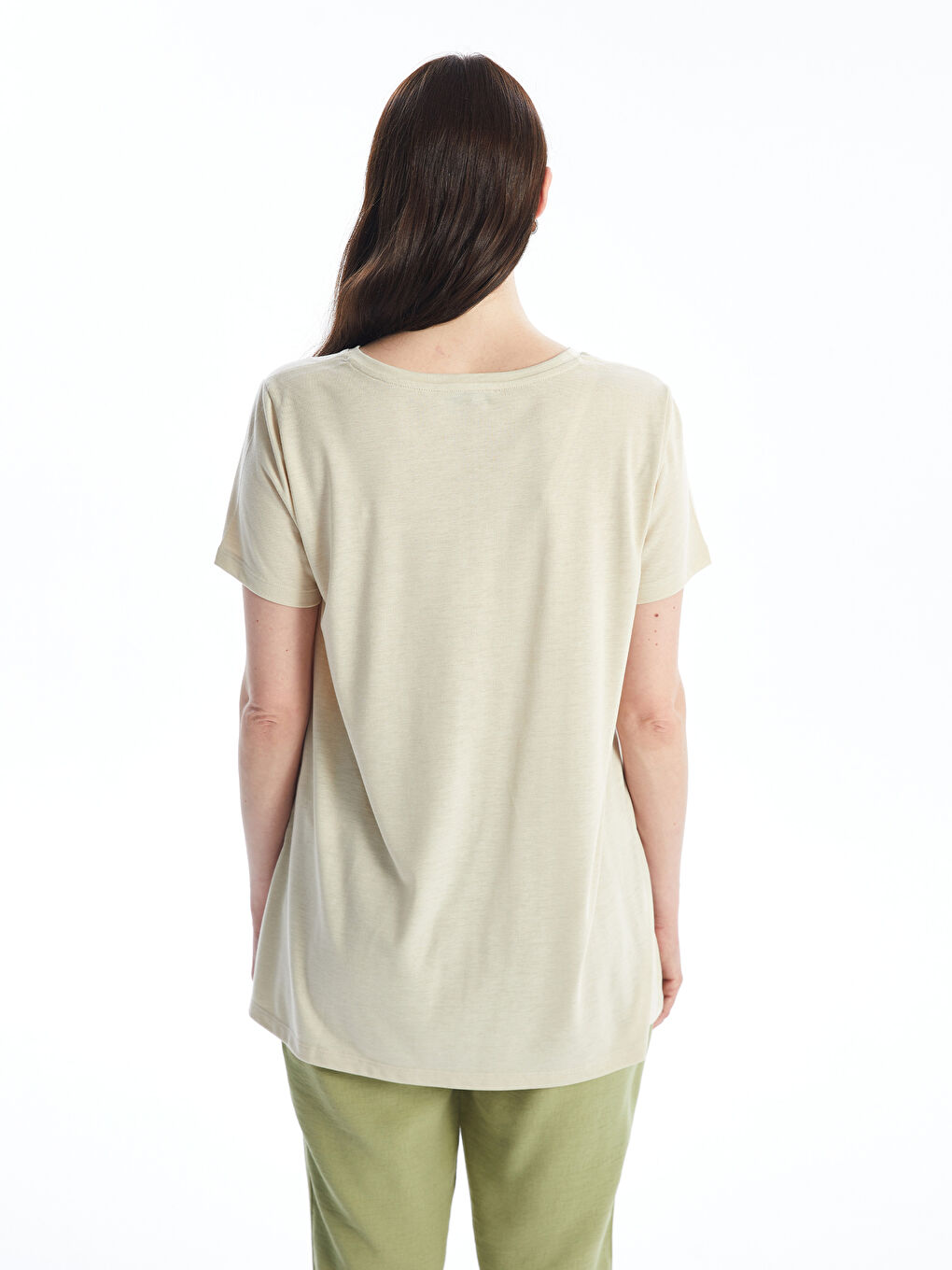 V Neck Printed Short Sleeve Women T-Shirt -S4IN17Z8-KPL