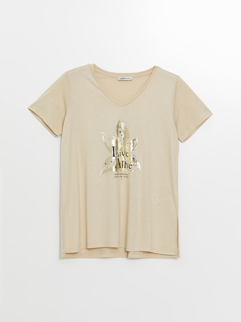 V Neck Printed Short Sleeve Women T-Shirt -S4IN17Z8-KPL