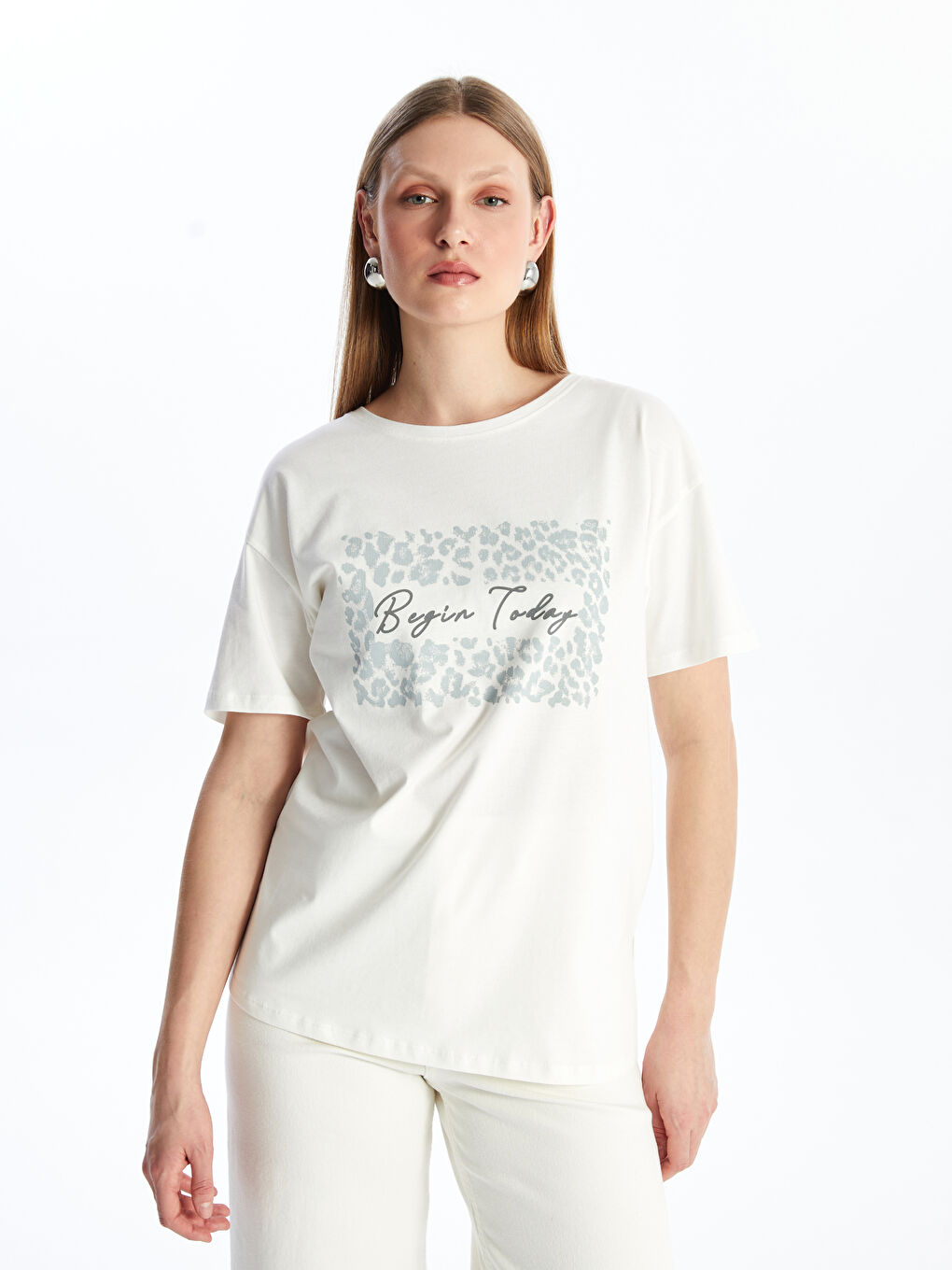 Crew Neck Printed Short Sleeve Women's T-Shirt -S4IN36Z8-R9J
