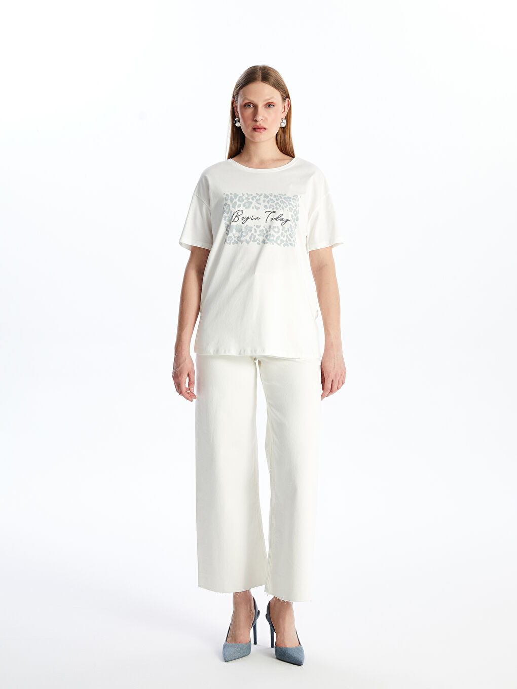 Crew Neck Printed Short Sleeve Women's T-Shirt -S4IN36Z8-R9J