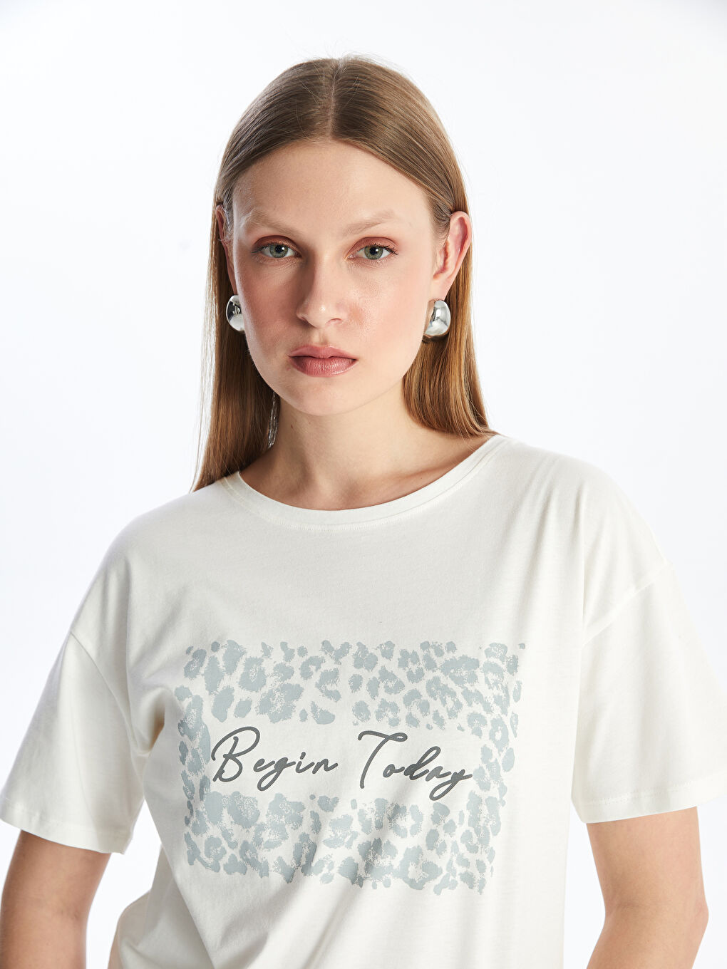 Crew Neck Printed Short Sleeve Women's T-Shirt -S4IN36Z8-R9J