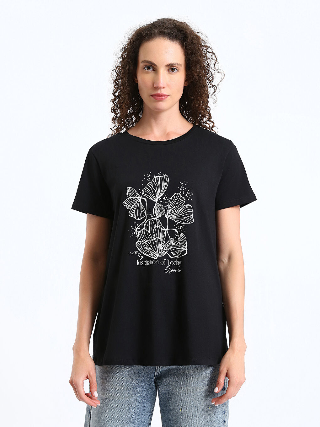 Κοντομάνικο T-Shirt Γυναικείο με Στρογγυλή Λαιμόκοψη και Εκτύπωση-1