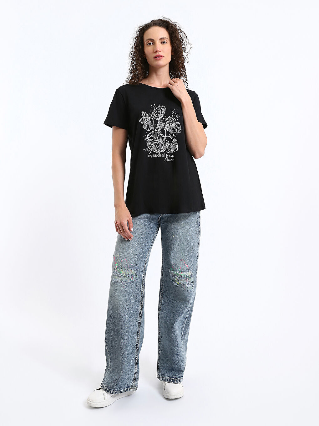 Κοντομάνικο T-Shirt Γυναικείο με Στρογγυλή Λαιμόκοψη και Εκτύπωση-2