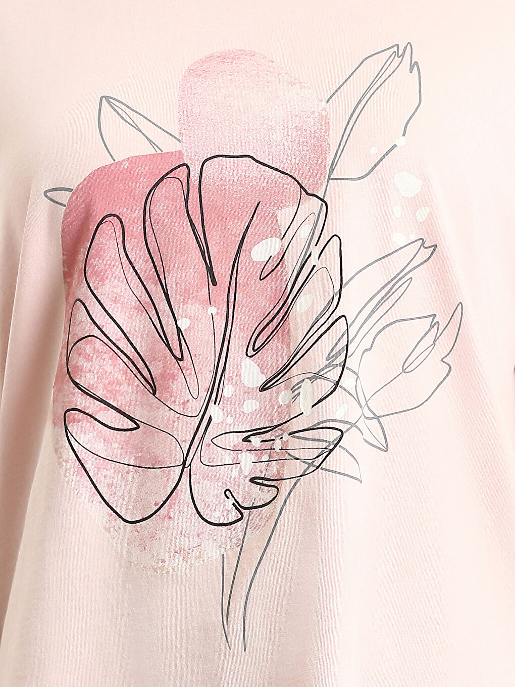 T-shirt à manches courtes imprimé à col rond pour femmes-4