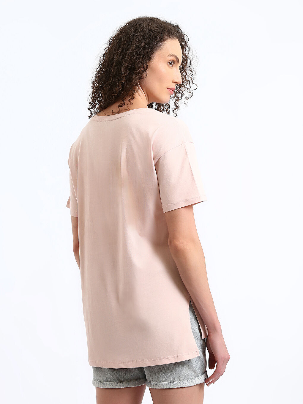 T-shirt à manches courtes imprimé à col rond pour femmes-8