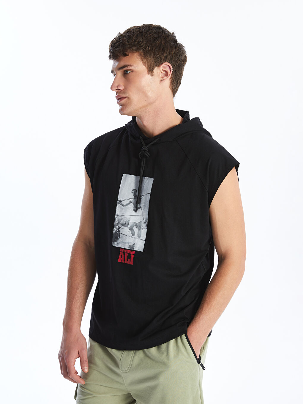 Hooded Muhammad Ali Printed Men's Sleeveless T-Shirt -S4IN47Z8-CVL