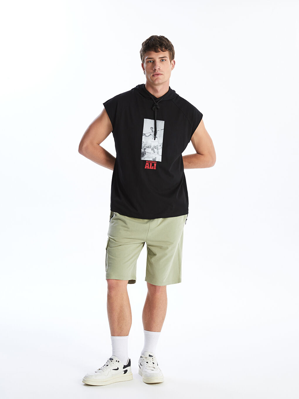 Hooded Muhammad Ali Printed Men's Sleeveless T-Shirt -S4IN47Z8-CVL