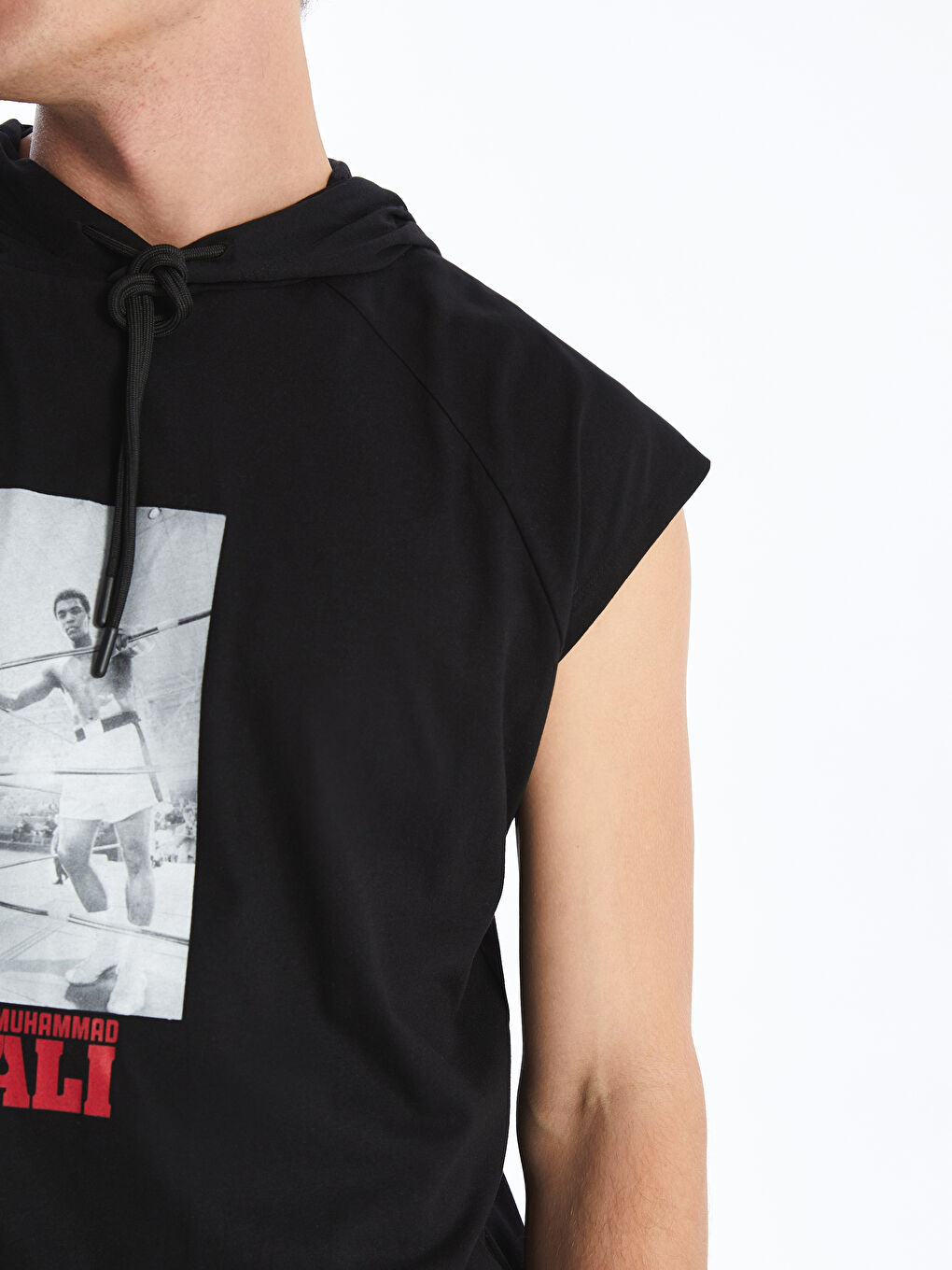 Hooded Muhammad Ali Printed Men's Sleeveless T-Shirt -S4IN47Z8-CVL