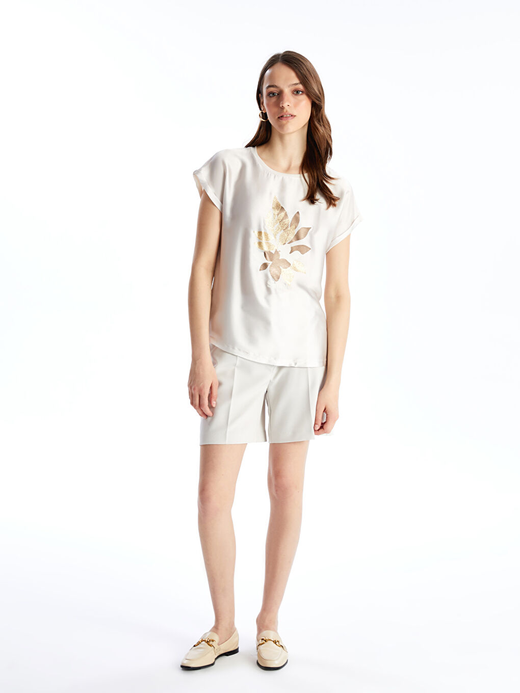 Crew Neck Printed Short Sleeve Women's T-Shirt -S4IN89Z8-QW4