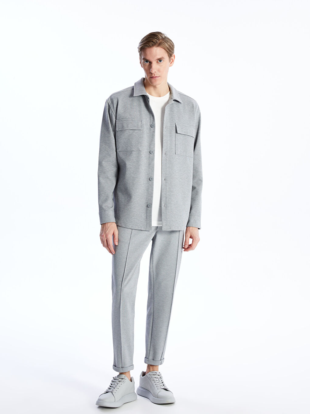 Gri Dar Kalıp Erkek Chino Pantolon