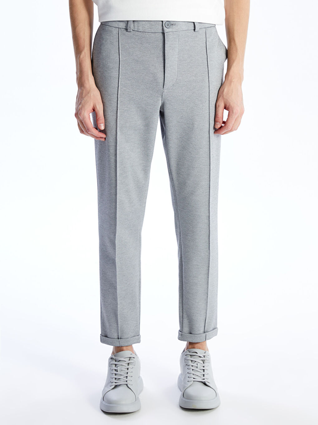 Gri Dar Kalıp Erkek Chino Pantolon-2