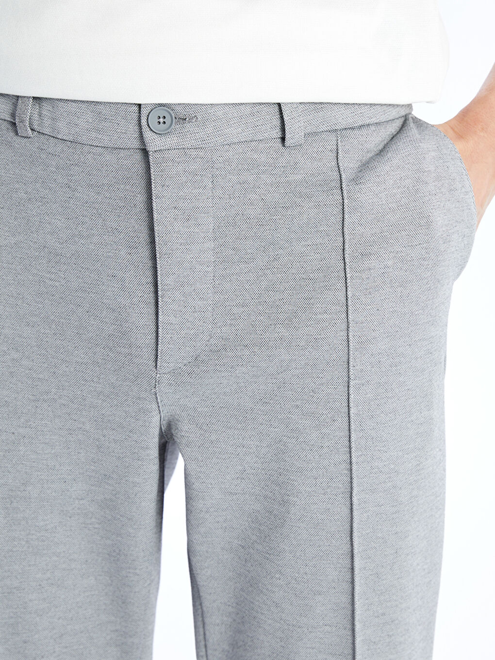 Gri Dar Kalıp Erkek Chino Pantolon-3