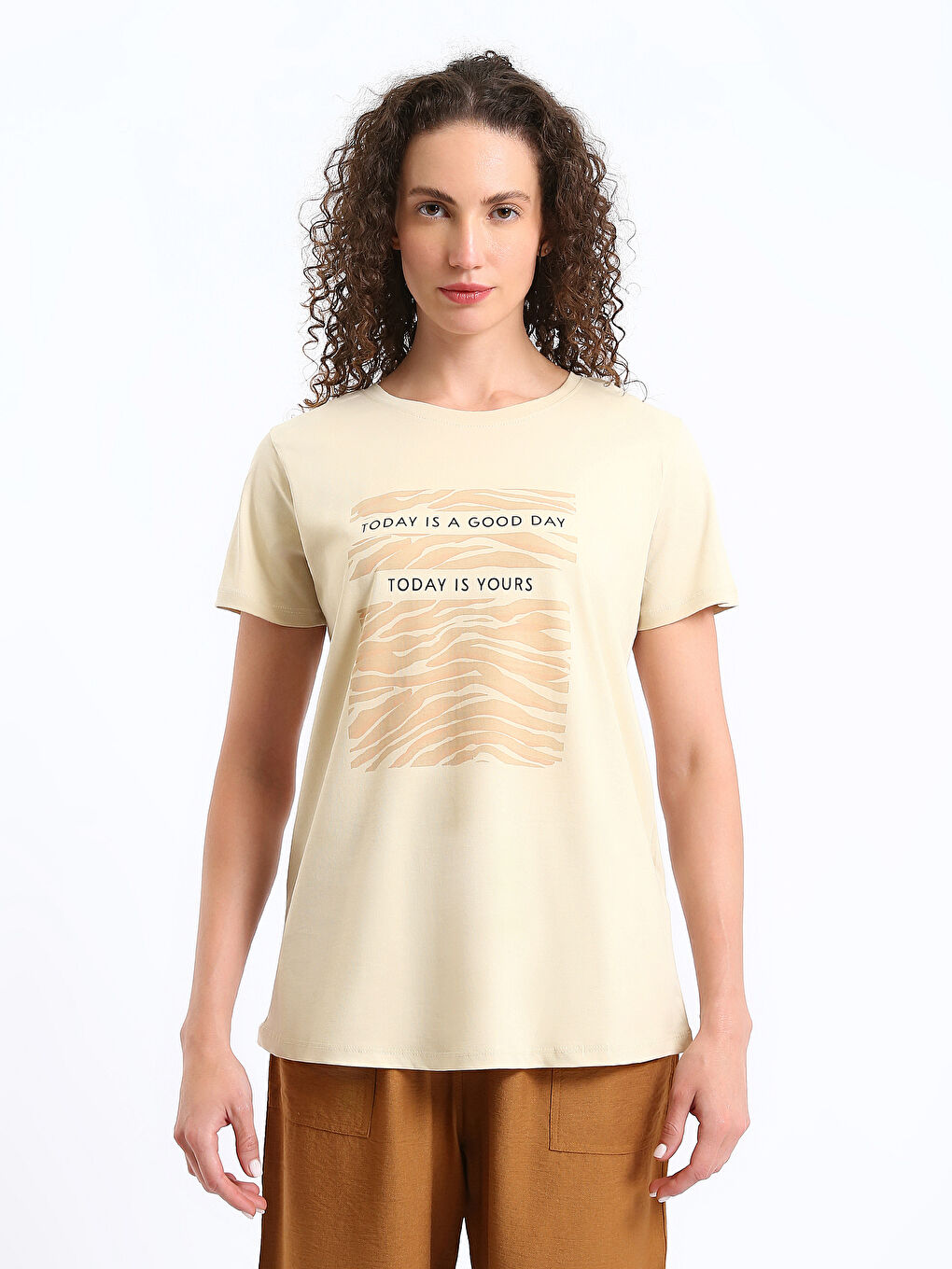 Crew Neck Printed Short Sleeve Women's T-Shirt-1