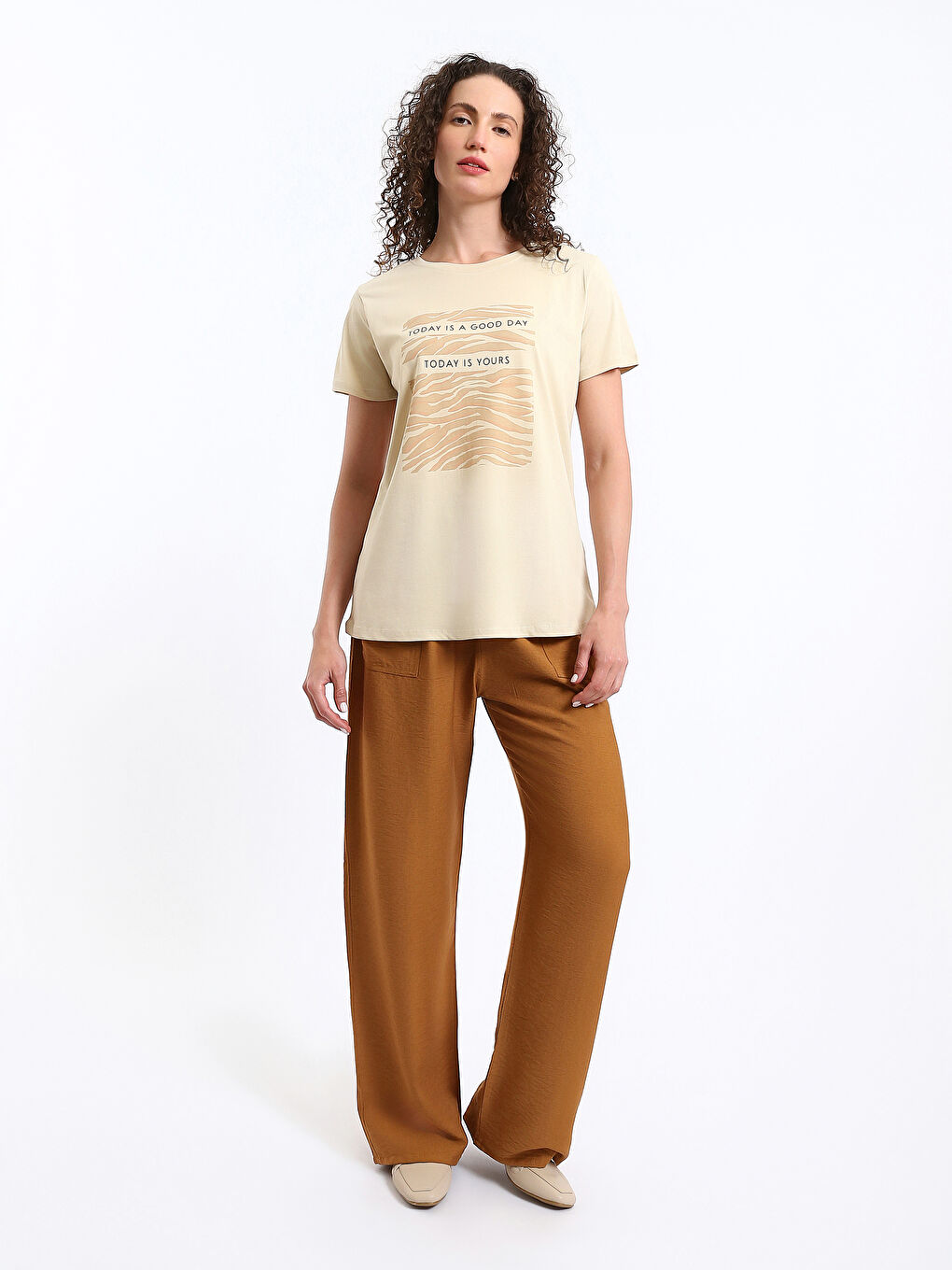 Crew Neck Printed Short Sleeve Women's T-Shirt-2
