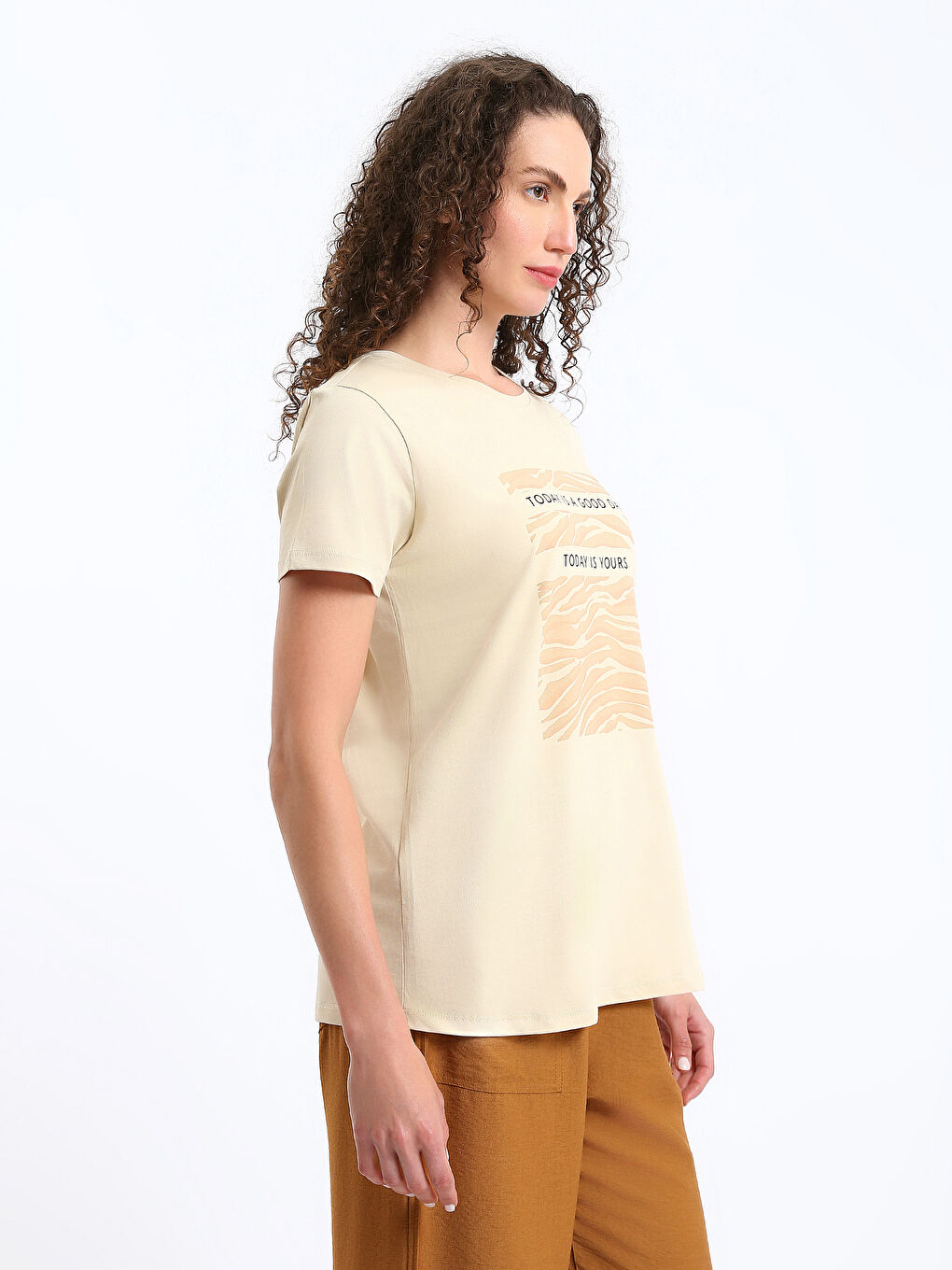 Crew Neck Printed Short Sleeve Women's T-Shirt-6