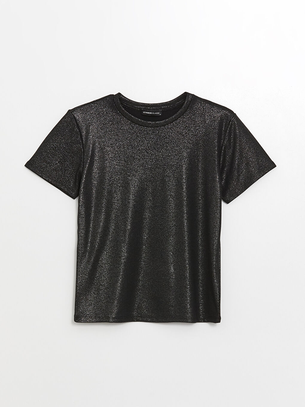 Crew Neck Plain Short Sleeve Women's Metallic T-Shirt -S4IO10Z8-CVL