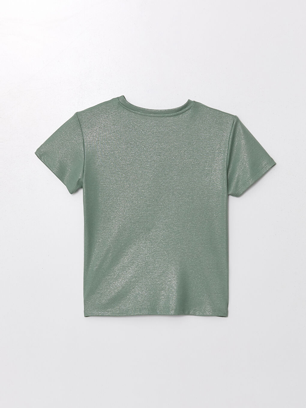 Crew Neck Plain Short Sleeve Women's Metallic T-Shirt -S4IO10Z8-GX7