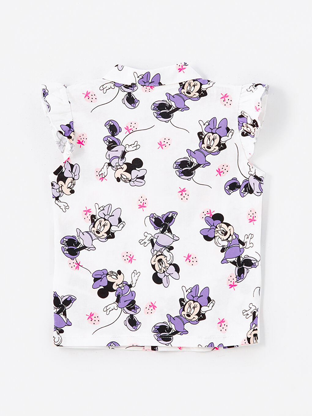 Ekru Minnie Mouse Baskılı Kız Bebek Pijama Üstü-1