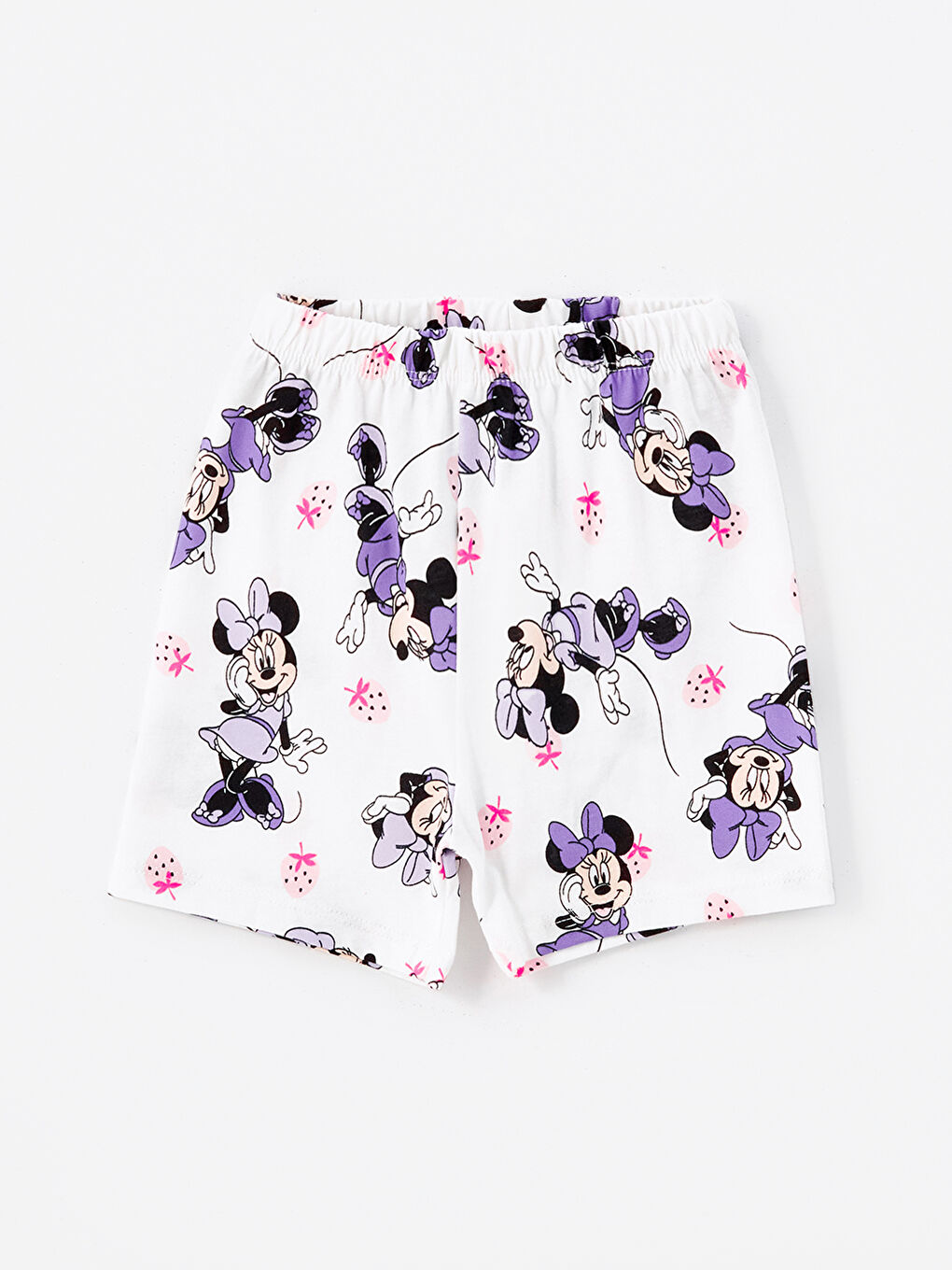 LCW baby Ekru Baskılı Polo Yaka Minnie Mouse Baskılı Kız Bebek Şortlu Pijama Takımı - 2