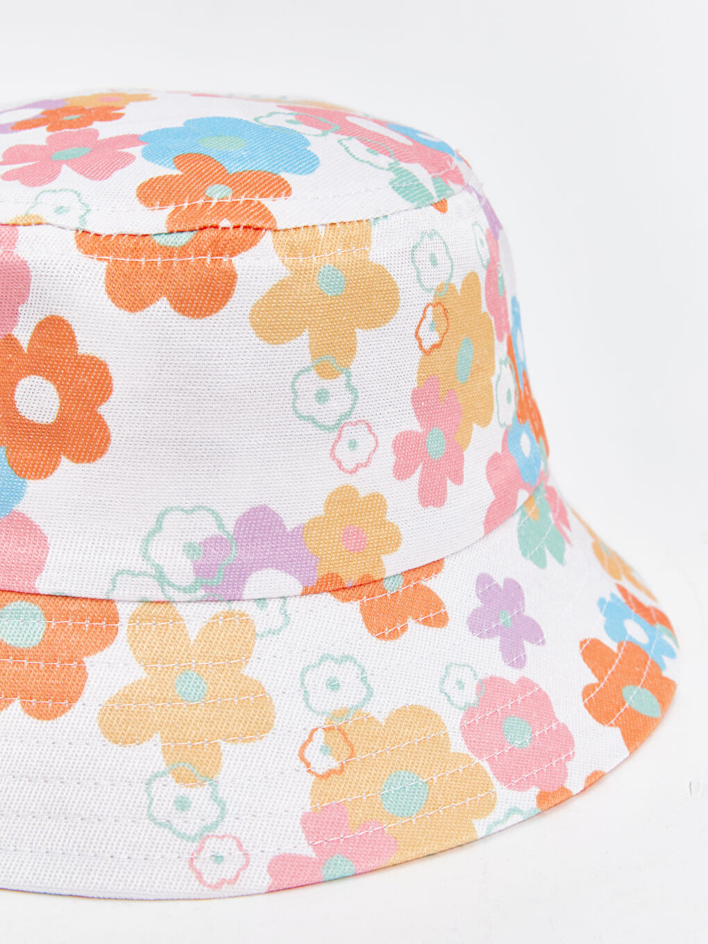 Karışık Çiçek Baskılı Kız Çocuk Bucket Şapka-1