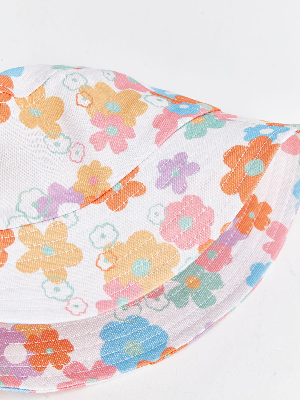 Karışık Çiçek Baskılı Kız Çocuk Bucket Şapka-2