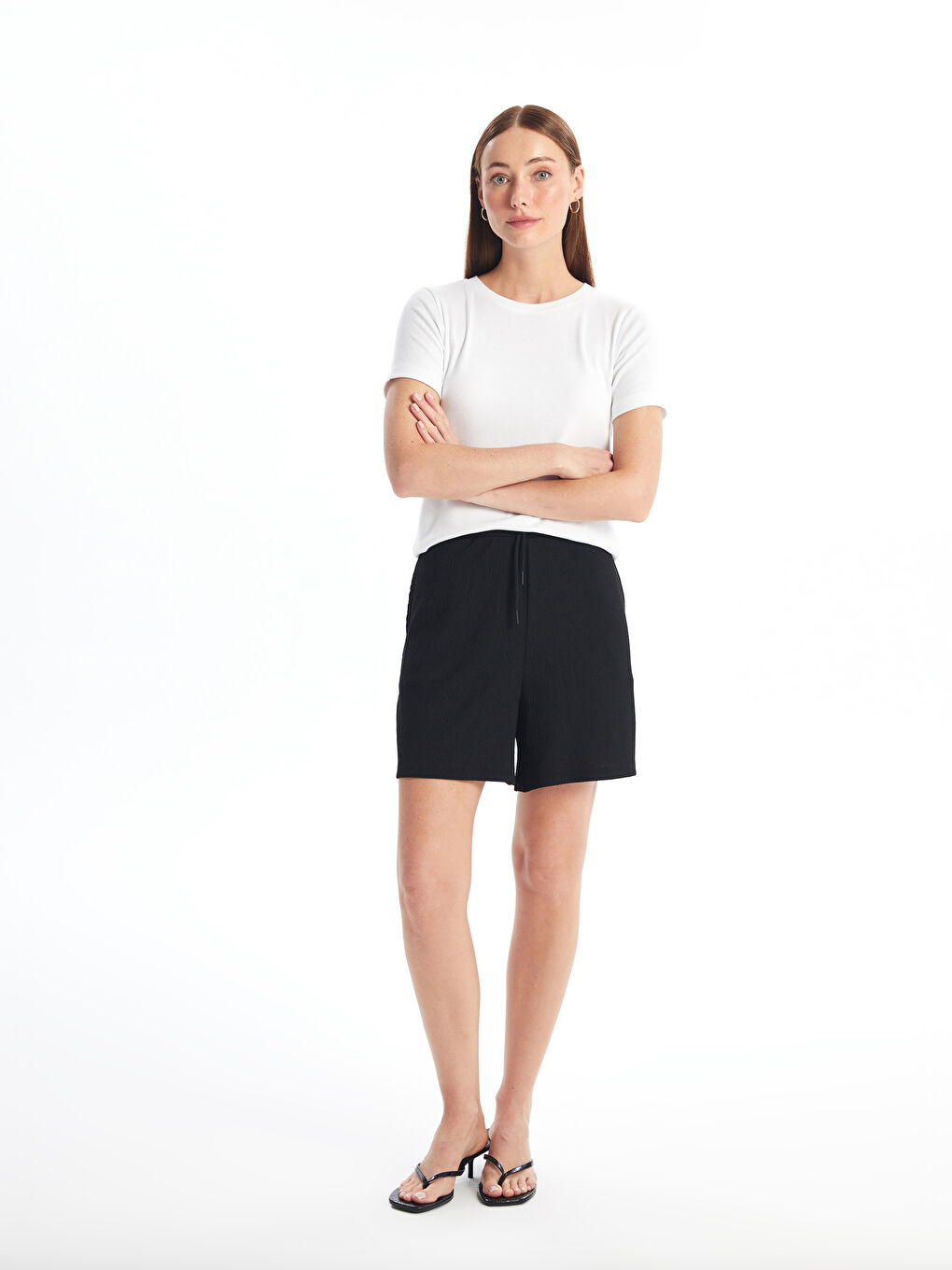 Elasticated Waist Relaxed Fit Women's Shorts -S4IO94Z8-CVL