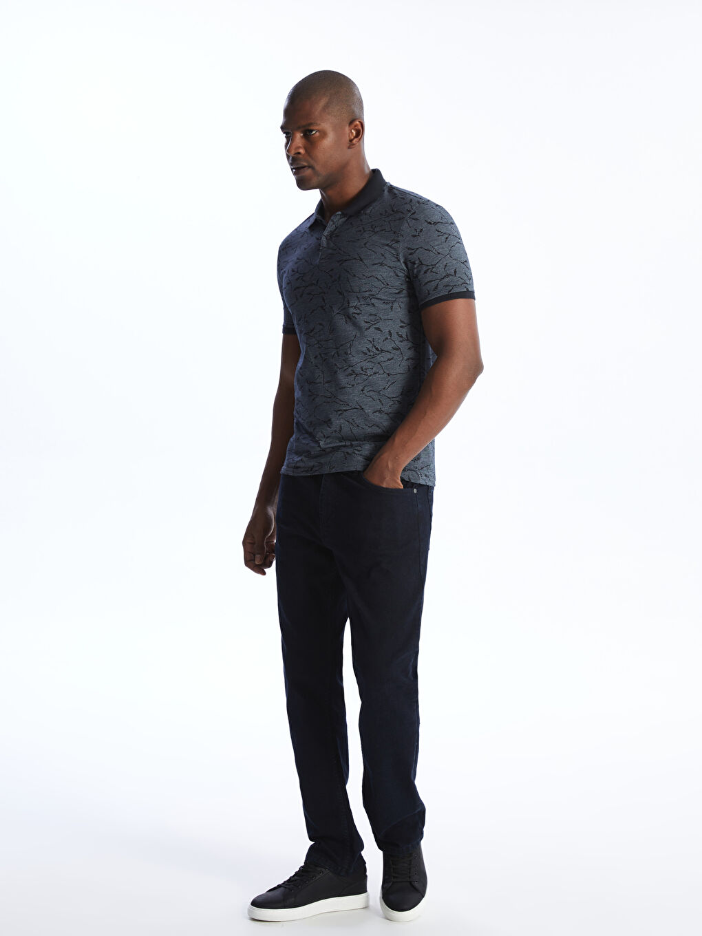 Футболка для чоловіків з коміром-стійкою, коротким рукавом, візерункова, піке-2