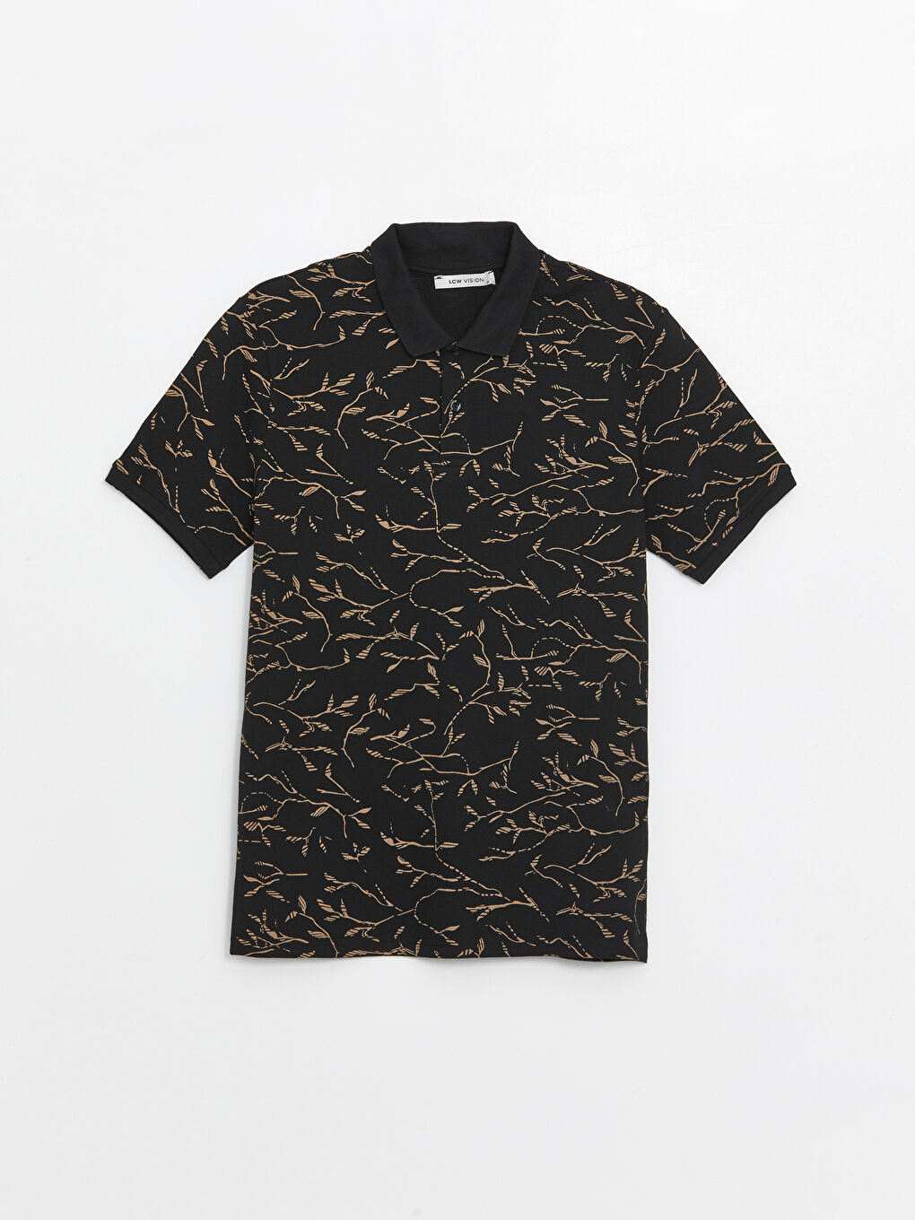 تي شيرت بياقة بولو كم قصير منقوش بيكيه للرجال-5