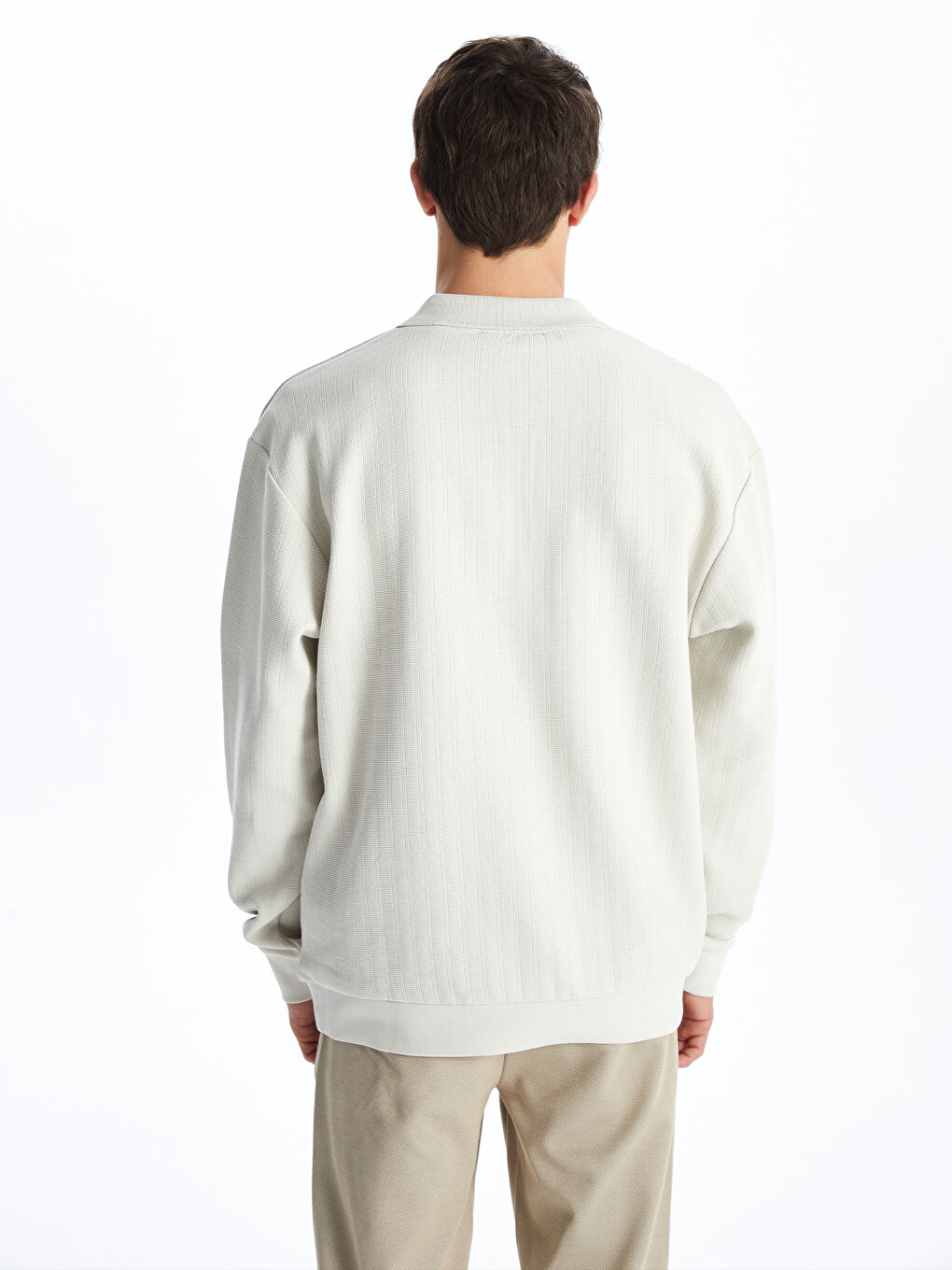Polo Neck Long Sleeve Men's Sweatshirt -S4IP04Z8-J0B