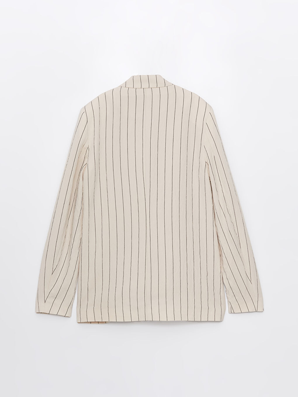 Bej Çizgili Uzun Kollu Kadın Blazer Ceket-6