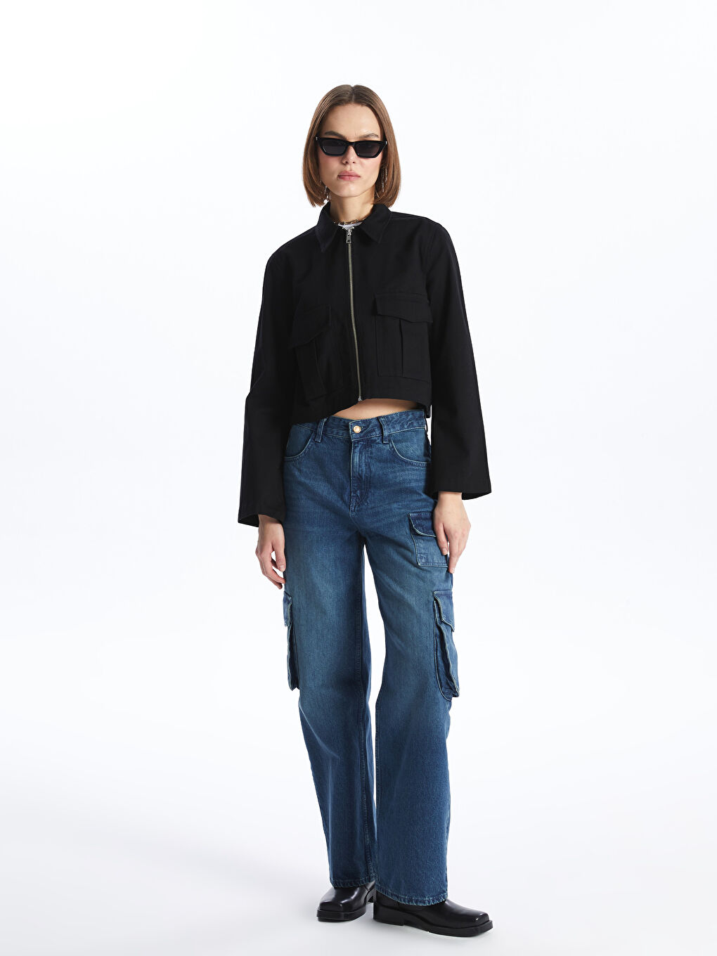 XSIDE Women's Collared Neck Plain Jacket -S4IP16Z8-E0N