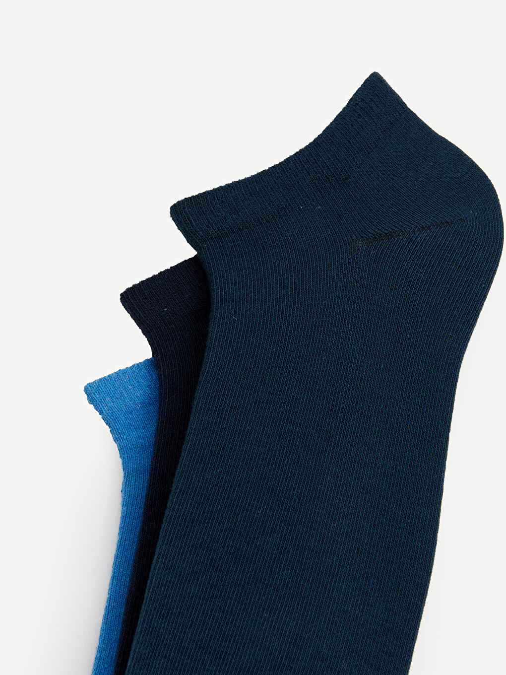 Petrol Düz Erkek Patik Çorap 3'lü-2