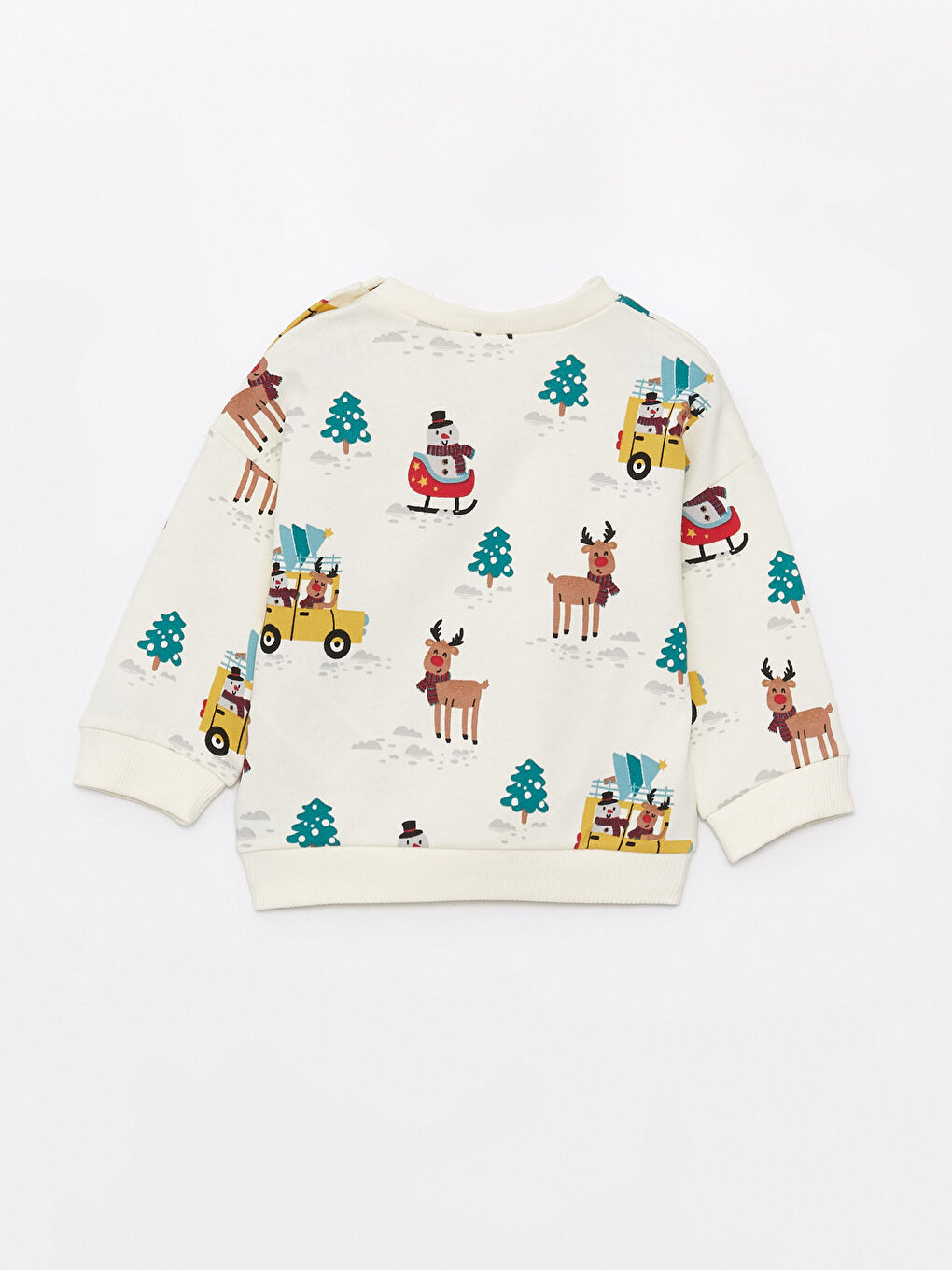 Ekru Bisiklet Yaka Uzun Kollu Baskılı Erkek Bebek Sweatshirt ve Eşofman Altı 2'li Takım-2