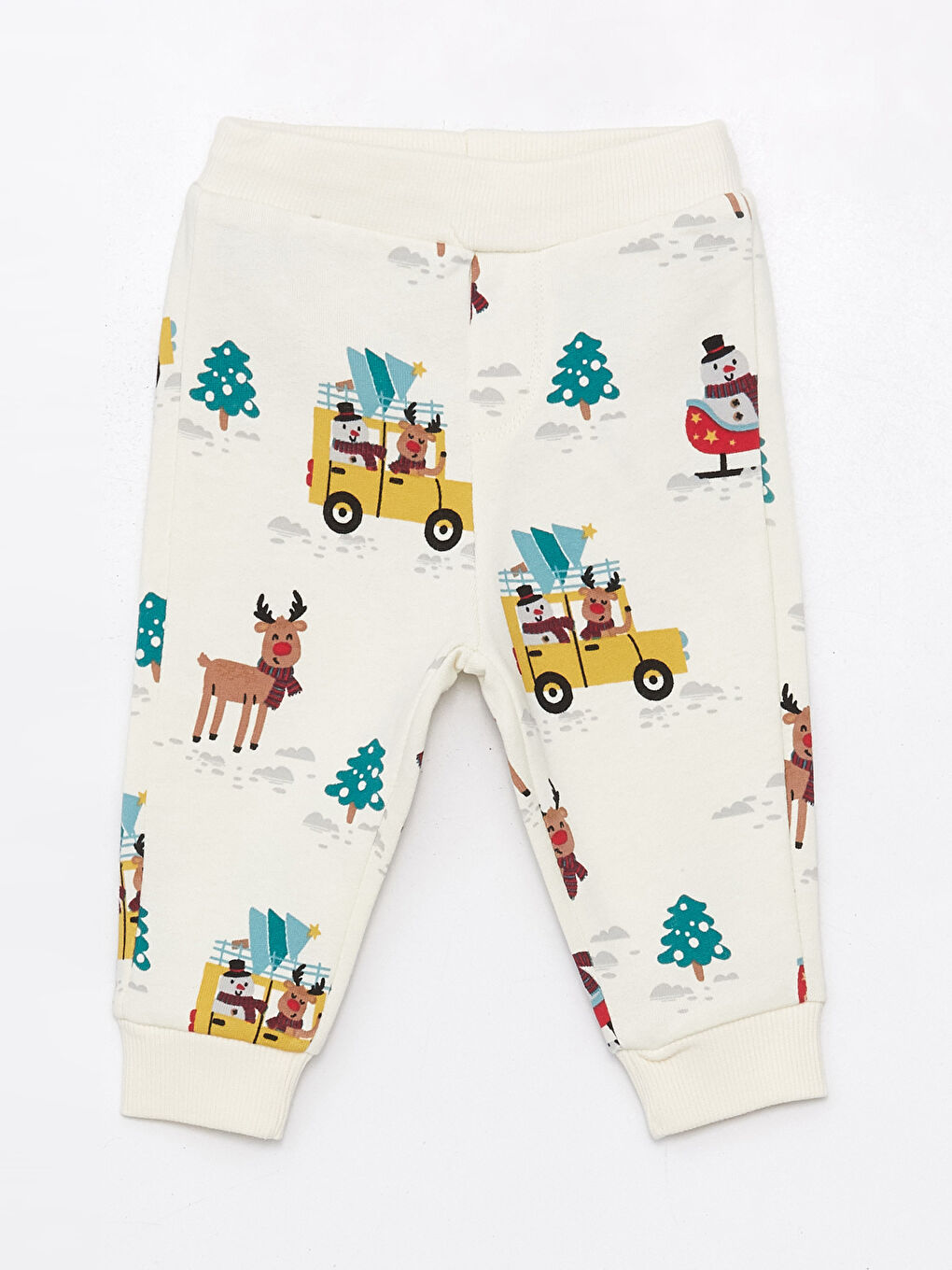 Ekru Bisiklet Yaka Uzun Kollu Baskılı Erkek Bebek Sweatshirt ve Eşofman Altı 2'li Takım-3