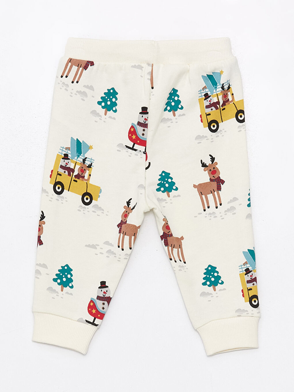 Ekru Bisiklet Yaka Uzun Kollu Baskılı Erkek Bebek Sweatshirt ve Eşofman Altı 2'li Takım-4