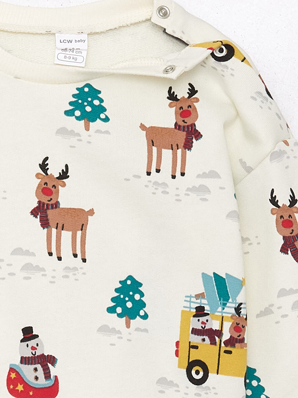 Ekru Bisiklet Yaka Uzun Kollu Baskılı Erkek Bebek Sweatshirt ve Eşofman Altı 2'li Takım-5