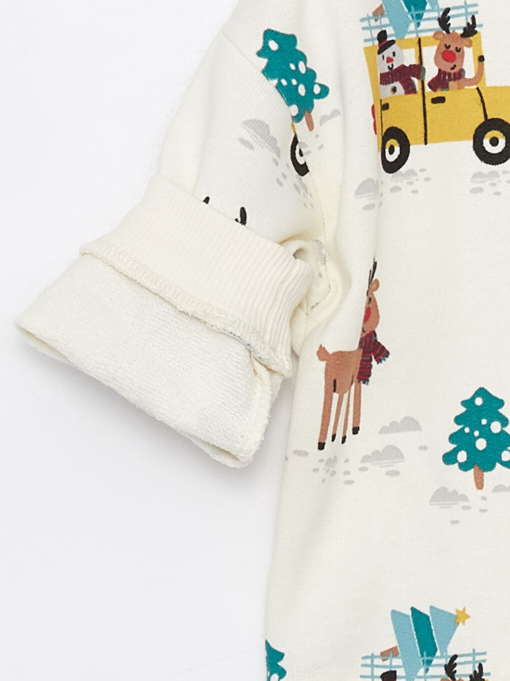 Ekru Bisiklet Yaka Uzun Kollu Baskılı Erkek Bebek Sweatshirt ve Eşofman Altı 2'li Takım-6