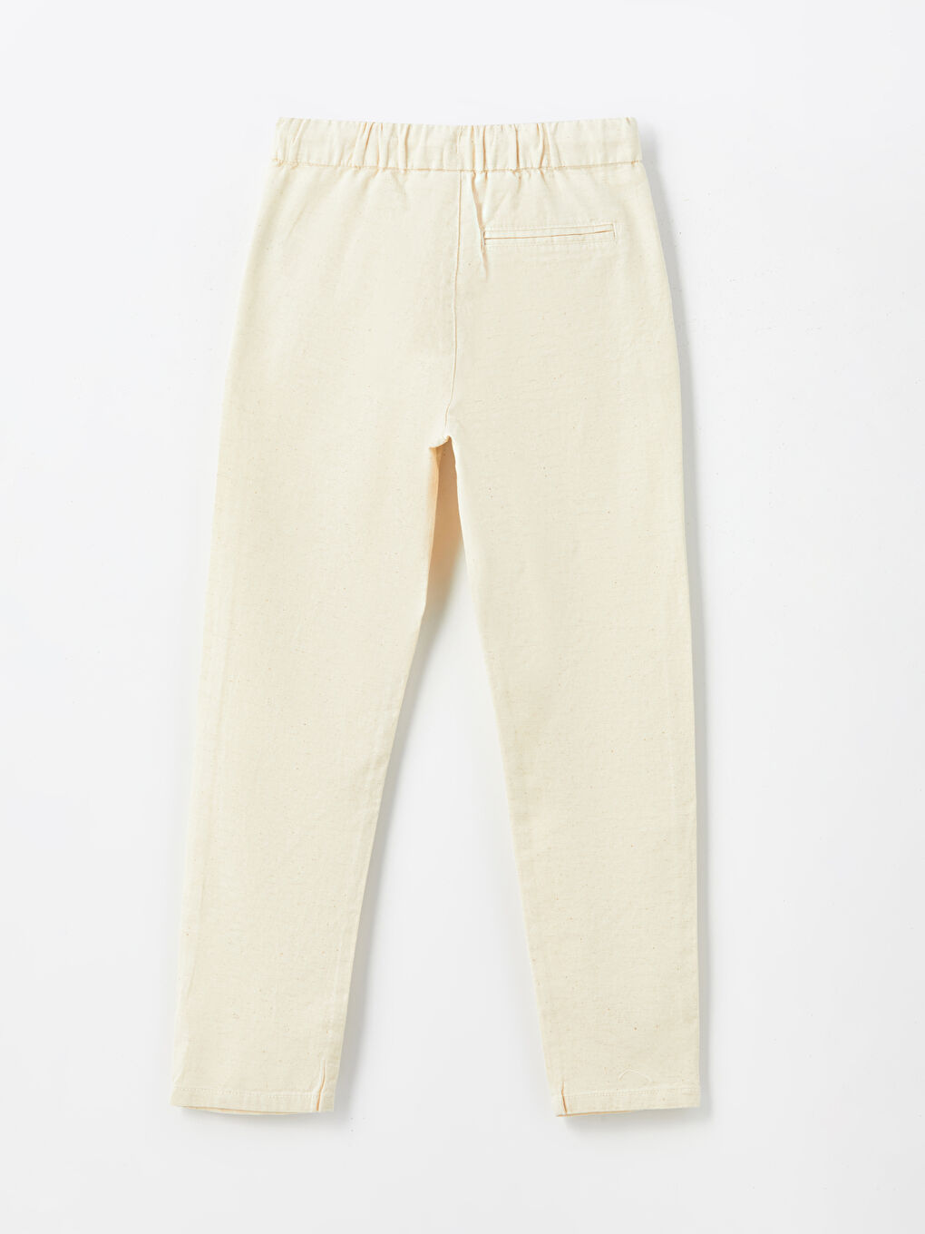 Bej Beli Lastikli Keten Karışımlı Erkek Çocuk Pantolon-1