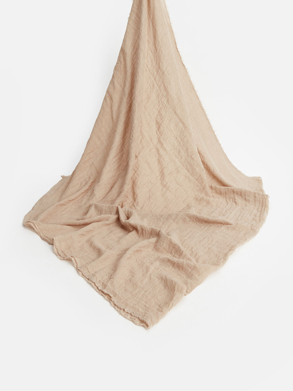 Bej Düz Bürümcüklü Kadın Şal-1