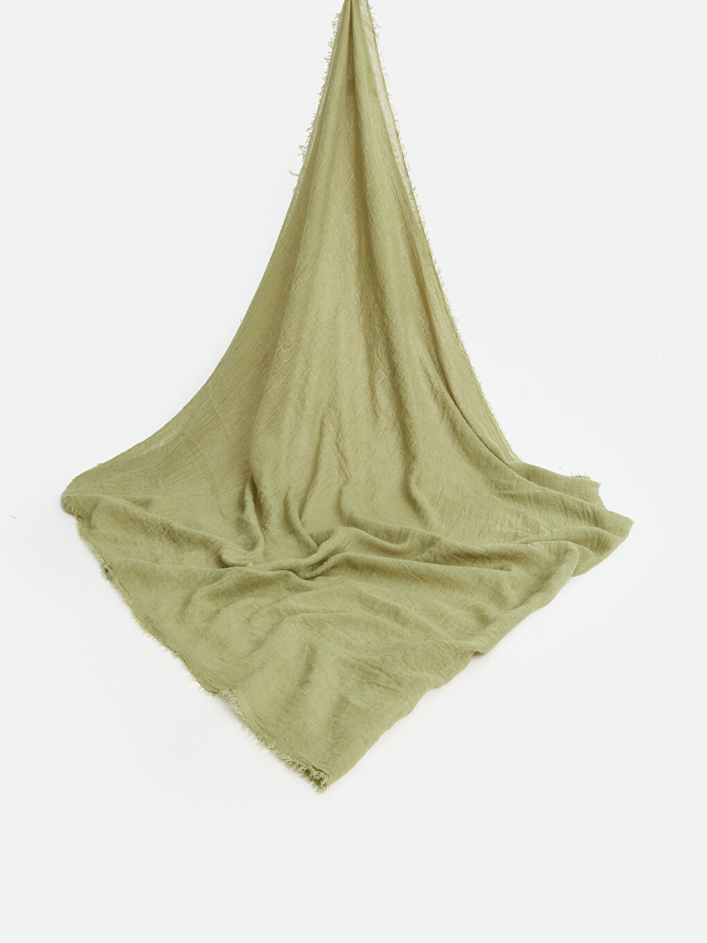 Yeşil Düz Bürümcüklü Kadın Şal-1