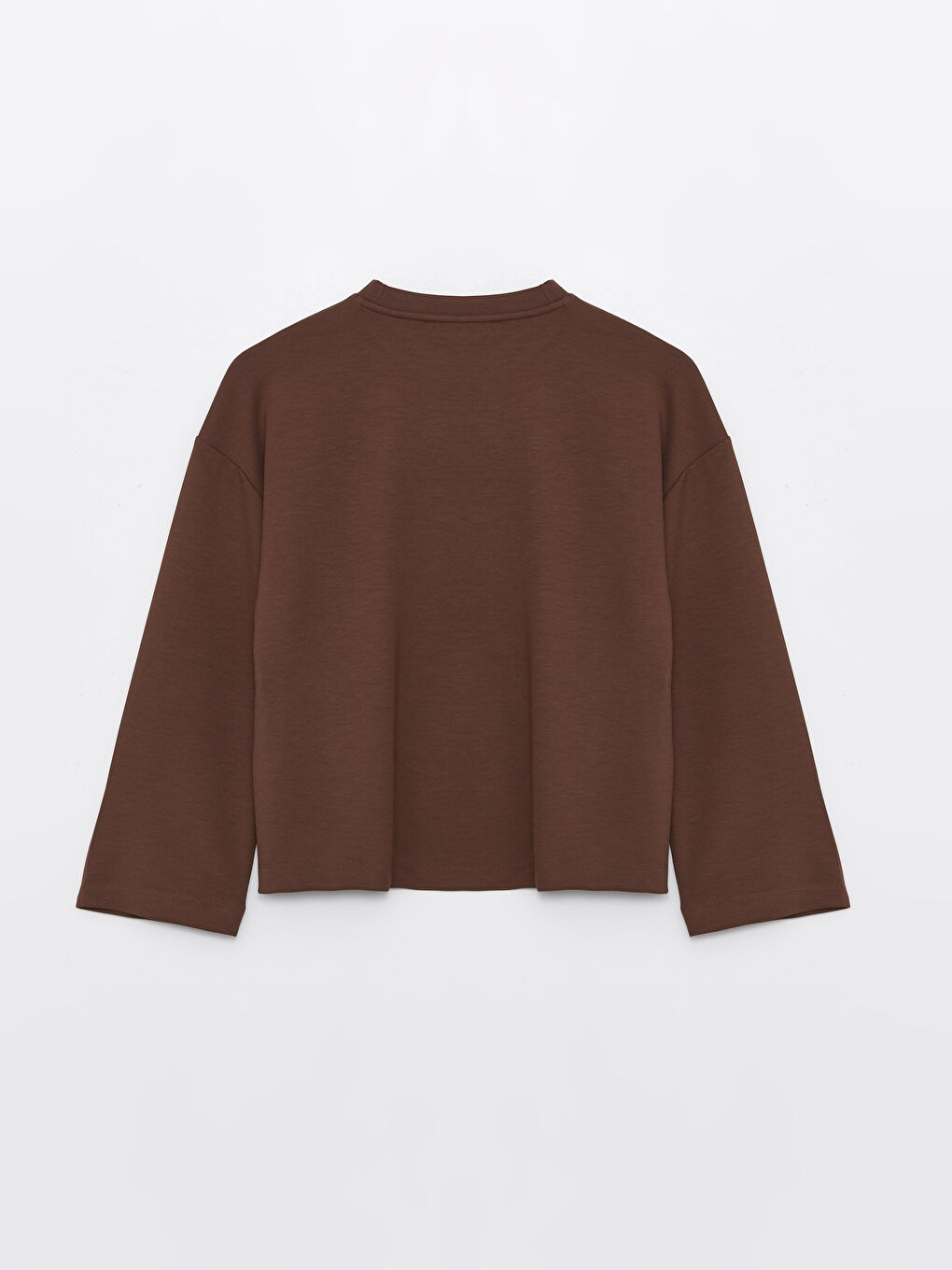 Kahverengi Bisiklet Yaka Oversize Kadın Sweatshirt-6