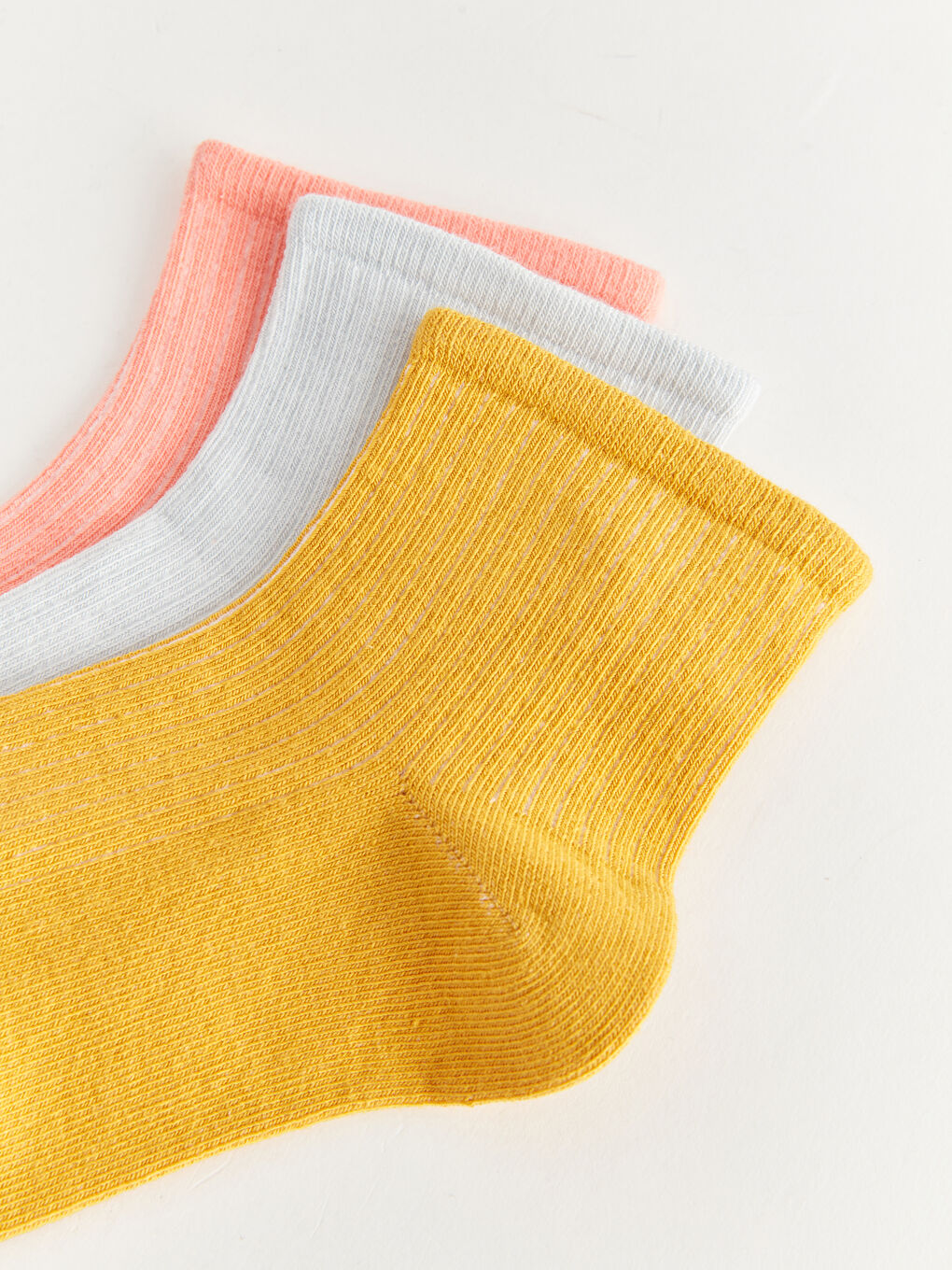 Sarı Kadın Düz Soket Çorap 3'lü-2