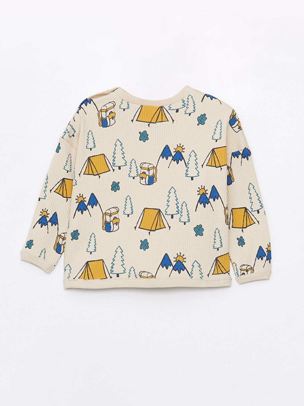 Bej Bisiklet Yaka Uzun Kollu Baskılı Erkek Bebek Sweatshirt ve Eşofman Altı 2'li Takım-2