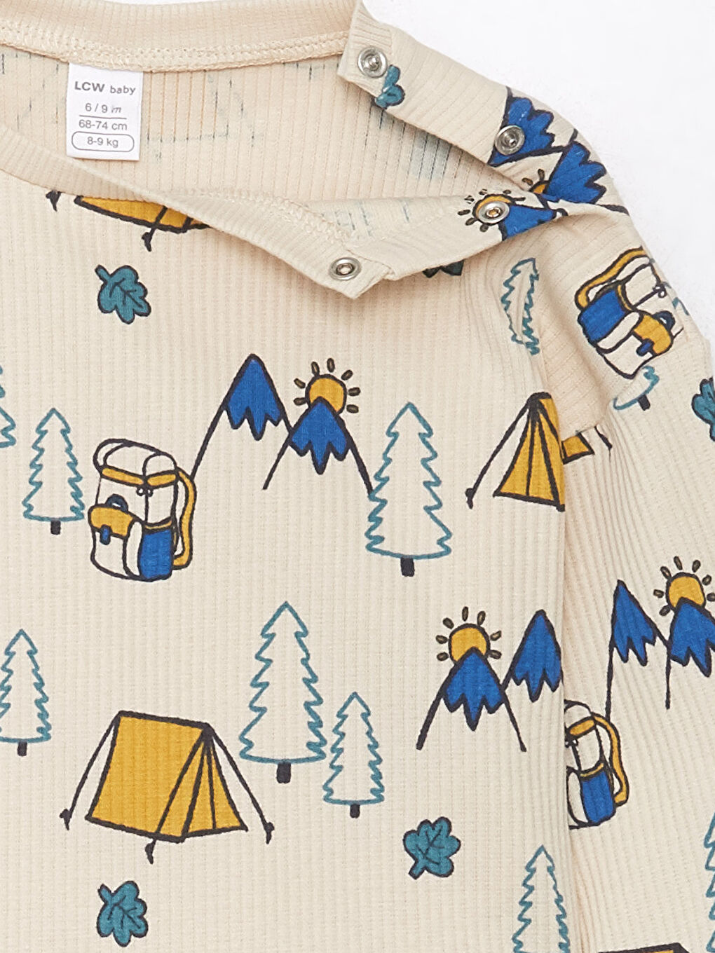 Bej Bisiklet Yaka Uzun Kollu Baskılı Erkek Bebek Sweatshirt ve Eşofman Altı 2'li Takım-5