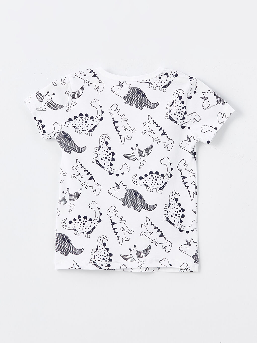 Ekru Bisiklet Yaka Kısa Kollu Baskılı Erkek Bebek Pijama Üst-1