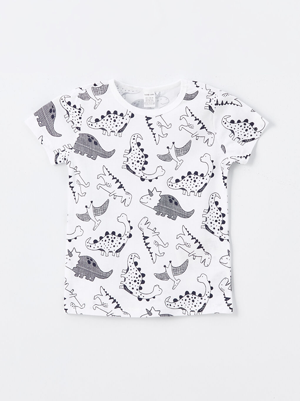 Ekru Bisiklet Yaka Kısa Kollu Baskılı Erkek Bebek Pijama Üst