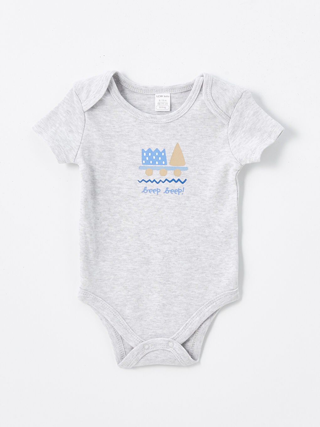 Crew Neck Printed Baby Boy Bodysuit with snap fastener 3 pcs -S4IQ48Z1-LRA