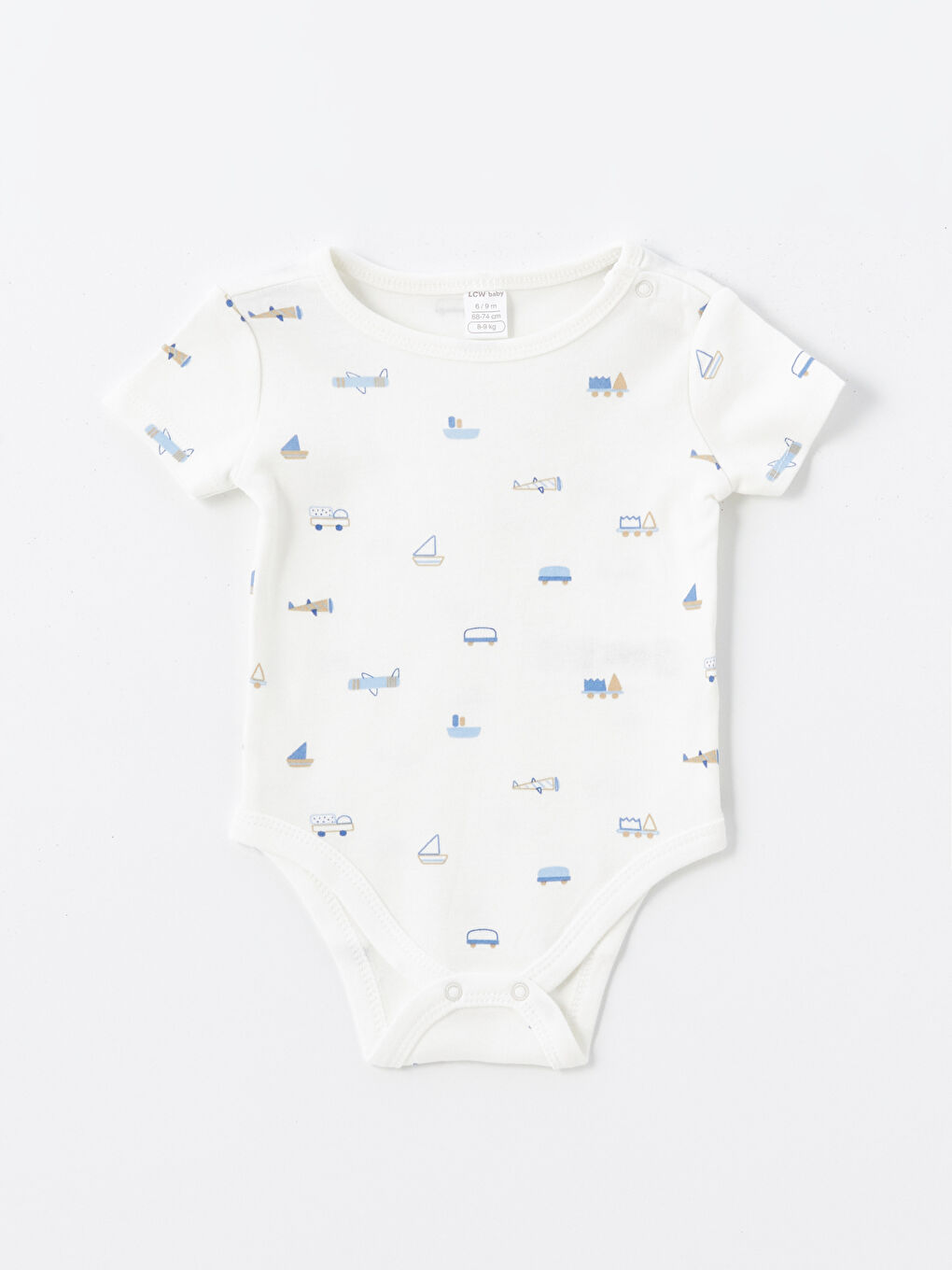 Crew Neck Printed Baby Boy Bodysuit with snap fastener 3 pcs -S4IQ48Z1-LRA