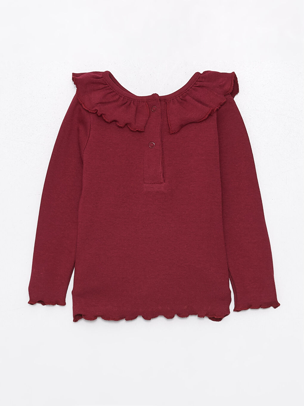 Bordo Bisiklet Yaka Uzun Kollu Baskılı Kız Bebek Bluz ve Tayt 2'li Takım-2